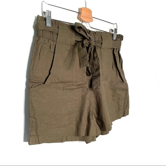 Indigo Rein | Green Paper Bag Waist Shorts - Picture 2 of 5